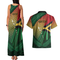 Personalised Long Live Vanuatu Independence Day Couples Matching Tank Maxi Dress and Hawaiian Shirt 45th Anniversary Woven Pattern - Polynesian Pride
