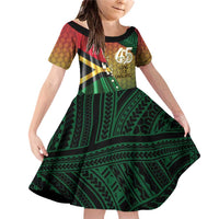 Personalised Long Live Vanuatu Independence Day Family Matching Off Shoulder Short Dress and Hawaiian Shirt 45th Anniversary Woven Pattern - Polynesian Pride