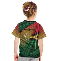 Personalised Long Live Vanuatu Independence Day Kid T Shirt 45th Anniversary Woven Pattern - Polynesian Pride