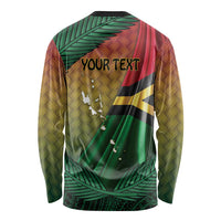 Personalised Long Live Vanuatu Independence Day Long Sleeve Shirt 45th Anniversary Woven Pattern - Polynesian Pride
