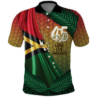 Personalised Long Live Vanuatu Independence Day Polo Shirt 45th Anniversary Woven Pattern - Polynesian Pride