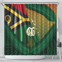 Long Live Vanuatu Independence Day Shower Curtain 46th Anniversary Woven Pattern LT14 - Polynesian Pride