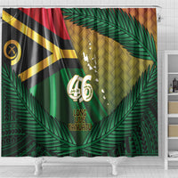 Long Live Vanuatu Independence Day Shower Curtain 46th Anniversary Woven Pattern LT14 - Polynesian Pride