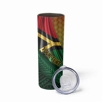 Personalised Long Live Vanuatu Independence Day Skinny Tumbler 45th Anniversary Woven Pattern - Polynesian Pride