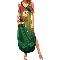 Personalised Long Live Vanuatu Independence Day Summer Maxi Dress 46th Anniversary Woven Pattern LT14 Women Reggae - Polynesian Pride