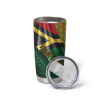Personalised Long Live Vanuatu Independence Day Tumbler Cup 45th Anniversary Woven Pattern - Polynesian Pride