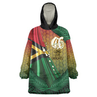 Personalised Long Live Vanuatu Independence Day Wearable Blanket Hoodie 45th Anniversary Woven Pattern - Polynesian Pride