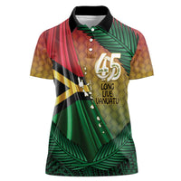 Personalised Long Live Vanuatu Independence Day Women Polo Shirt 45th Anniversary Woven Pattern - Polynesian Pride