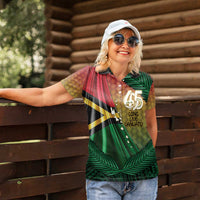 Personalised Long Live Vanuatu Independence Day Women Polo Shirt 45th Anniversary Woven Pattern - Polynesian Pride