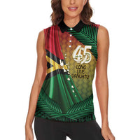 Personalised Long Live Vanuatu Independence Day Women Sleeveless Polo Shirt 45th Anniversary Woven Pattern - Polynesian Pride