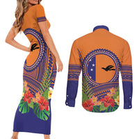 PNG New Ireland Province Couples Matching Short Sleeve Bodycon Dress and Long Sleeve Button Shirt Niu Ailan Necklace Polynesian Tattoo - Polynesian Pride