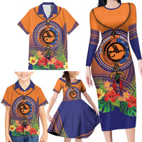 PNG New Ireland Province Family Matching Long Sleeve Bodycon Dress and Hawaiian Shirt Niu Ailan Necklace Polynesian Tattoo - Polynesian Pride