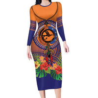 PNG New Ireland Province Family Matching Long Sleeve Bodycon Dress and Hawaiian Shirt Niu Ailan Necklace Polynesian Tattoo - Polynesian Pride