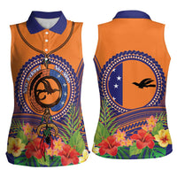 PNG New Ireland Province Women Sleeveless Polo Shirt Niu Ailan Necklace Polynesian Tattoo - Polynesian Pride
