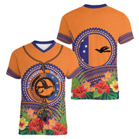 PNG New Ireland Province Women V-Neck T-Shirt Niu Ailan Necklace Polynesian Tattoo - Polynesian Pride