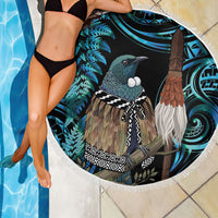 New Zealand Tui Bird Taiaha Beach Blanket Maori Weapon Paua Shell Mix Silver Fern