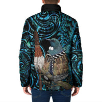 New Zealand Tui Bird Taiaha Padded Jacket Maori Weapon Paua Shell Mix Silver Fern LT14 - Polynesian Pride