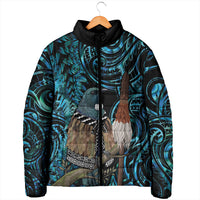 New Zealand Tui Bird Taiaha Padded Jacket Maori Weapon Paua Shell Mix Silver Fern LT14 - Polynesian Pride