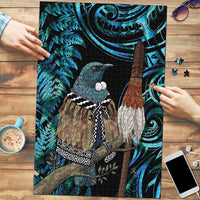 New Zealand Tui Bird Taiaha Puzzle Maori Weapon Paua Shell Mix Silver Fern LT14 Turquoise - Polynesian Pride