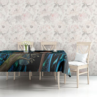 New Zealand Tui Bird Taiaha Tablecloth Maori Weapon Paua Shell Mix Silver Fern