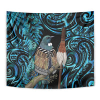 New Zealand Tui Bird Taiaha Tapestry Maori Weapon Paua Shell Mix Silver Fern