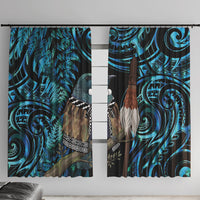 New Zealand Tui Bird Taiaha Window Curtain Maori Weapon Paua Shell Mix Silver Fern