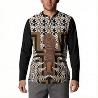 Wahaika New Zealand Button Sweatshirt Maori Weapon Kowhaiwhai Fern Poutama Motifs