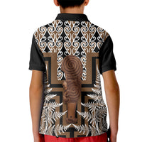 Wahaika New Zealand Kid Polo Shirt Maori Weapon Kowhaiwhai Fern Poutama Motifs