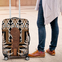 Wahaika New Zealand Luggage Cover Maori Weapon Kowhaiwhai Fern Poutama Motifs LT14 Brown - Polynesian Pride