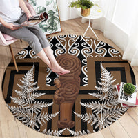 Wahaika New Zealand Round Carpet Maori Weapon Kowhaiwhai Fern Poutama Motifs