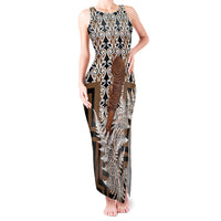Wahaika New Zealand Tank Maxi Dress Maori Weapon Kowhaiwhai Fern Poutama Motifs