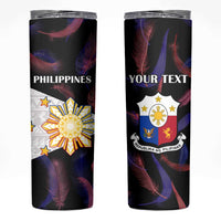 Custom Philippines Football Skinny Tumbler World Cup Go Filipinas Feather Black Version LT14 Black - Polynesian Pride