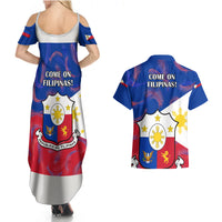 Philippines Football Couples Matching Summer Maxi Dress and Hawaiian Shirt 2023 World Cup Go Filipinas Feather Flag Version LT14 - Polynesian Pride