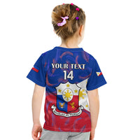Custom Philippines Football Kid T Shirt 2023 World Cup Go Filipinas Feather Flag Version LT14 - Polynesian Pride