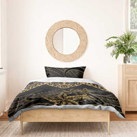 Black and Gold Polynesia Bedding Set Plumeria Tattoo With Polynesian Pattern LT14 - Polynesian Pride