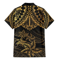 Black and Gold Polynesia Family Matching Mermaid Dress and Hawaiian Shirt Plumeria Tattoo With Polynesian Pattern LT14 - Polynesian Pride