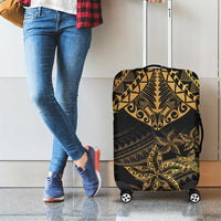 Black and Gold Polynesia Luggage Cover Plumeria Tattoo With Polynesian Pattern LT14 - Polynesian Pride