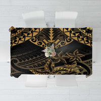 Black and Gold Polynesia Tablecloth Plumeria Tattoo With Polynesian Pattern LT14 Black - Polynesian Pride