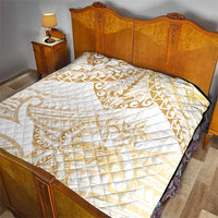 White and Gold Polynesia Quilt Plumeria Tattoo With Polynesian Pattern LT14 - Polynesian Pride