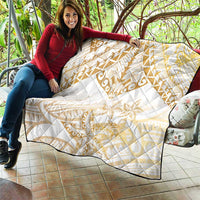White and Gold Polynesia Quilt Plumeria Tattoo With Polynesian Pattern LT14 - Polynesian Pride