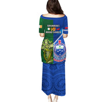 Samoa And Ireland Rugby Family Matching Puletasi Dress and Hawaiian Shirt 2023 World Cup Manu Samoa With Shamrocks LT14 - Polynesian Pride