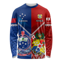 Samoa And Tonga Rugby Long Sleeve Shirt 2023 World Cup Manu Samoa With Ikale Tahi LT14 Unisex Blue - Polynesian Pride