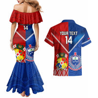 Custom Samoa And Tonga Rugby Couples Matching Mermaid Dress and Hawaiian Shirt 2023 World Cup Manu Samoa With Ikale Tahi LT14 - Polynesian Pride