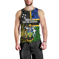 Personalised South Sea Islanders Men Tank Top Kanakas With Solomon Islands Coat Of Arms LT14 - Polynesian Pride
