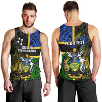 Personalised South Sea Islanders Men Tank Top Kanakas With Solomon Islands Coat Of Arms LT14 - Polynesian Pride