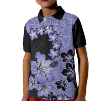 Purple Hawaii Kid Polo Shirt Tapa Cloth Mix Tropical Flowers Pastel Vibes LT14 Kid Purple - Polynesian Pride