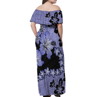 Purple Hawaii Off Shoulder Maxi Dress Tapa Cloth Mix Tropical Flowers Pastel Vibes LT14 - Polynesian Pride