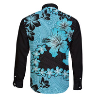 Blue Hawaii Family Matching Off Shoulder Long Sleeve Dress and Hawaiian Shirt Tapa Cloth Mix Tropical Flowers Pastel Vibes LT14 - Polynesian Pride