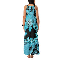 Blue Hawaii Family Matching Tank Maxi Dress and Hawaiian Shirt Tapa Cloth Mix Tropical Flowers Pastel Vibes LT14 - Polynesian Pride