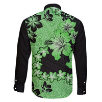 Green Hawaii Family Matching Puletasi Dress and Hawaiian Shirt Tapa Cloth Mix Tropical Flowers Pastel Vibes LT14 - Polynesian Pride